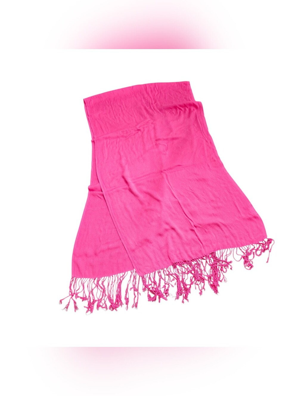 Chico's Hot Pink Rayon Scarf Wrap with Fringe Lightweight Summer Shawl